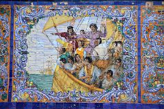 11-06 Tiled Image In Plaza Espana of Columbus Discovering America By The Artist Manuel Escudero In Mendoza.jpg